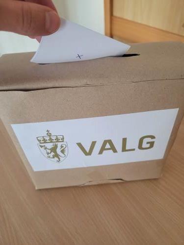 Stemmeseddel med "stempel".